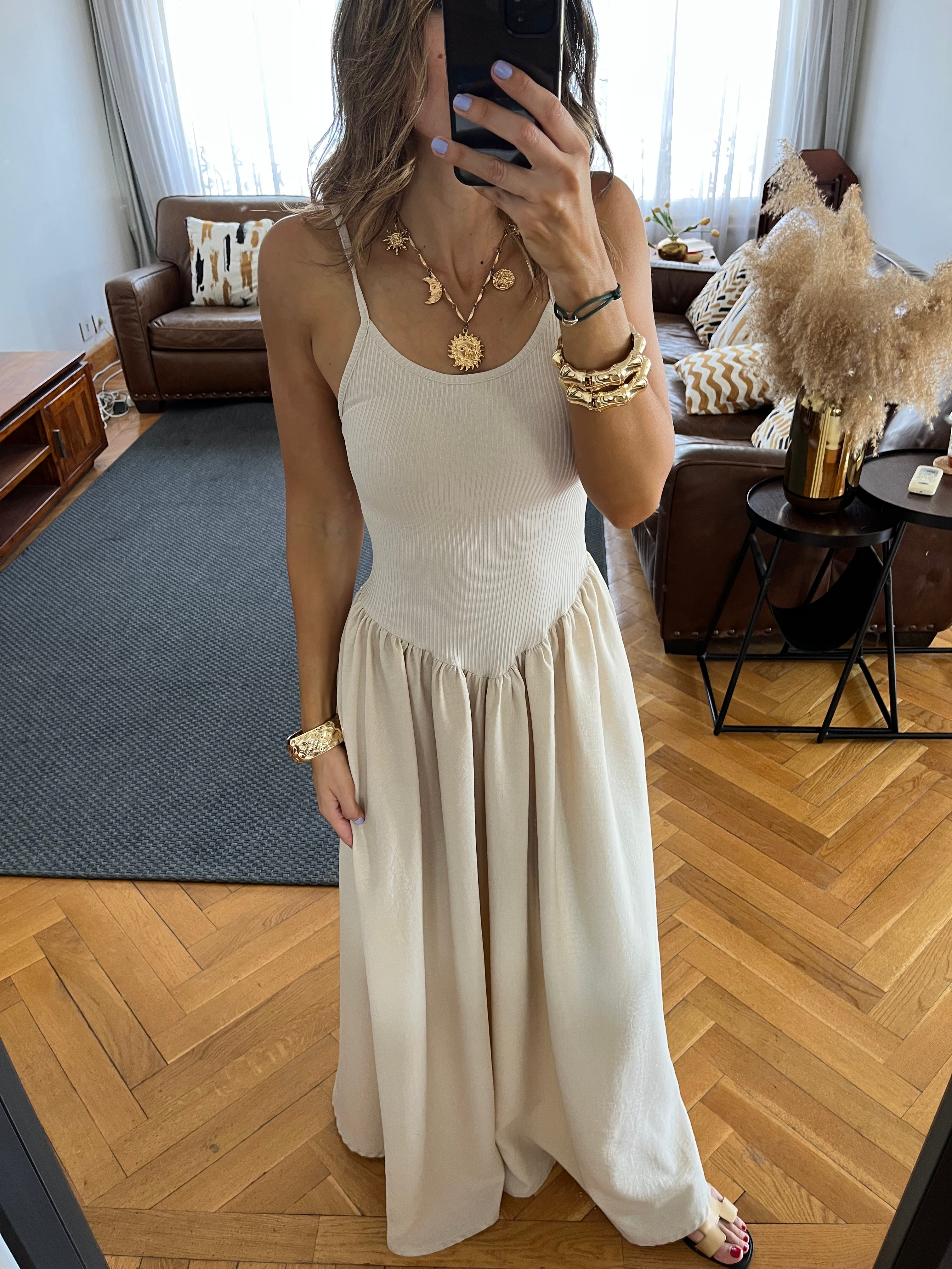 Beige Serene Grace Dress