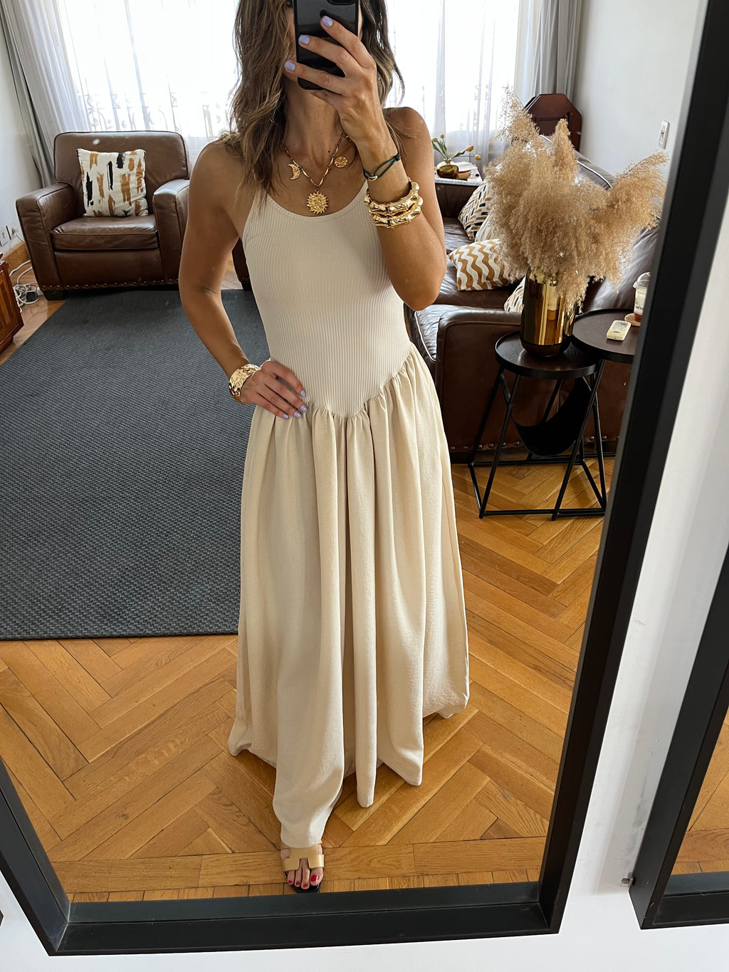 Beige Serene Grace Dress