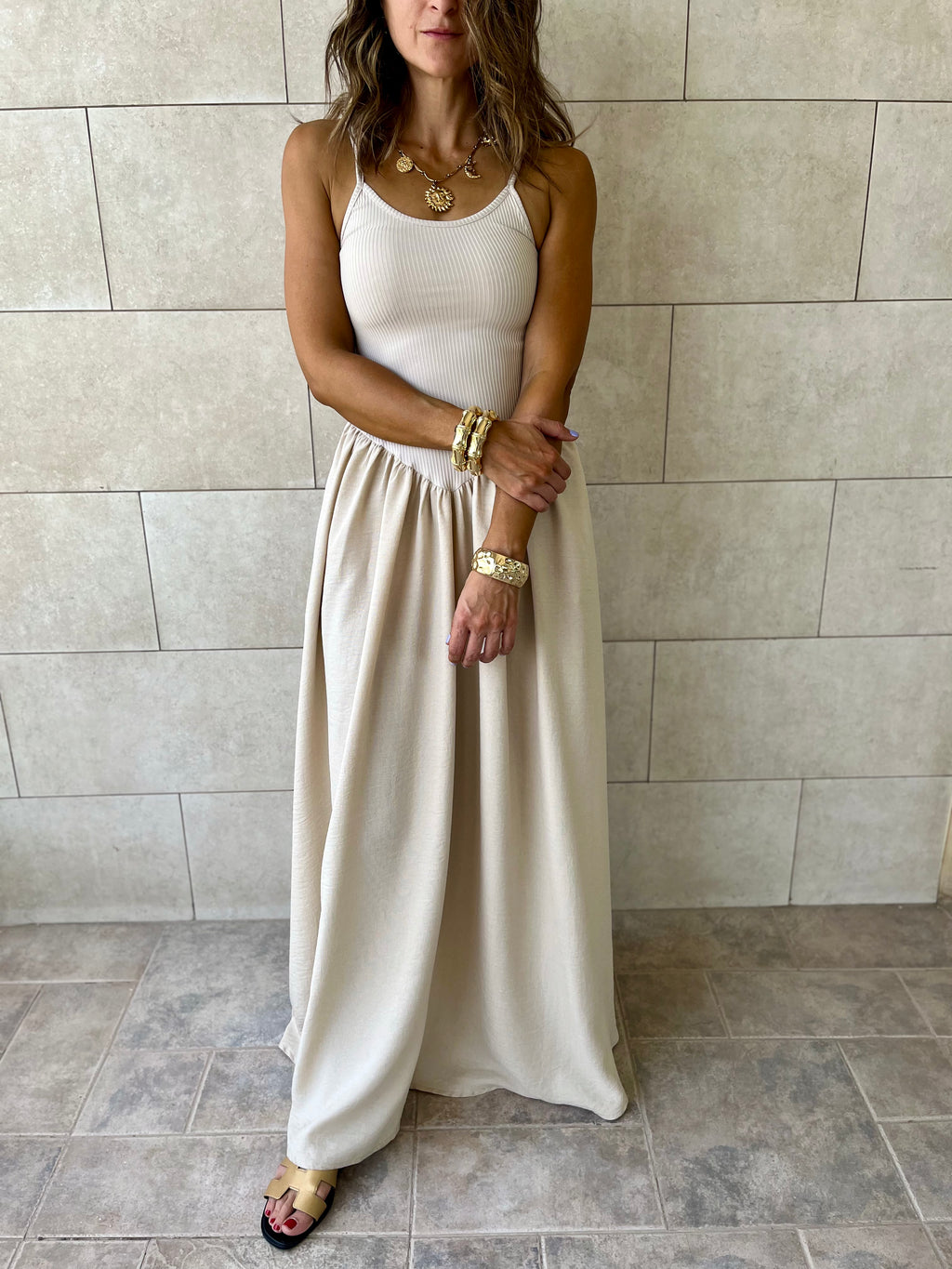Beige Serene Grace Dress