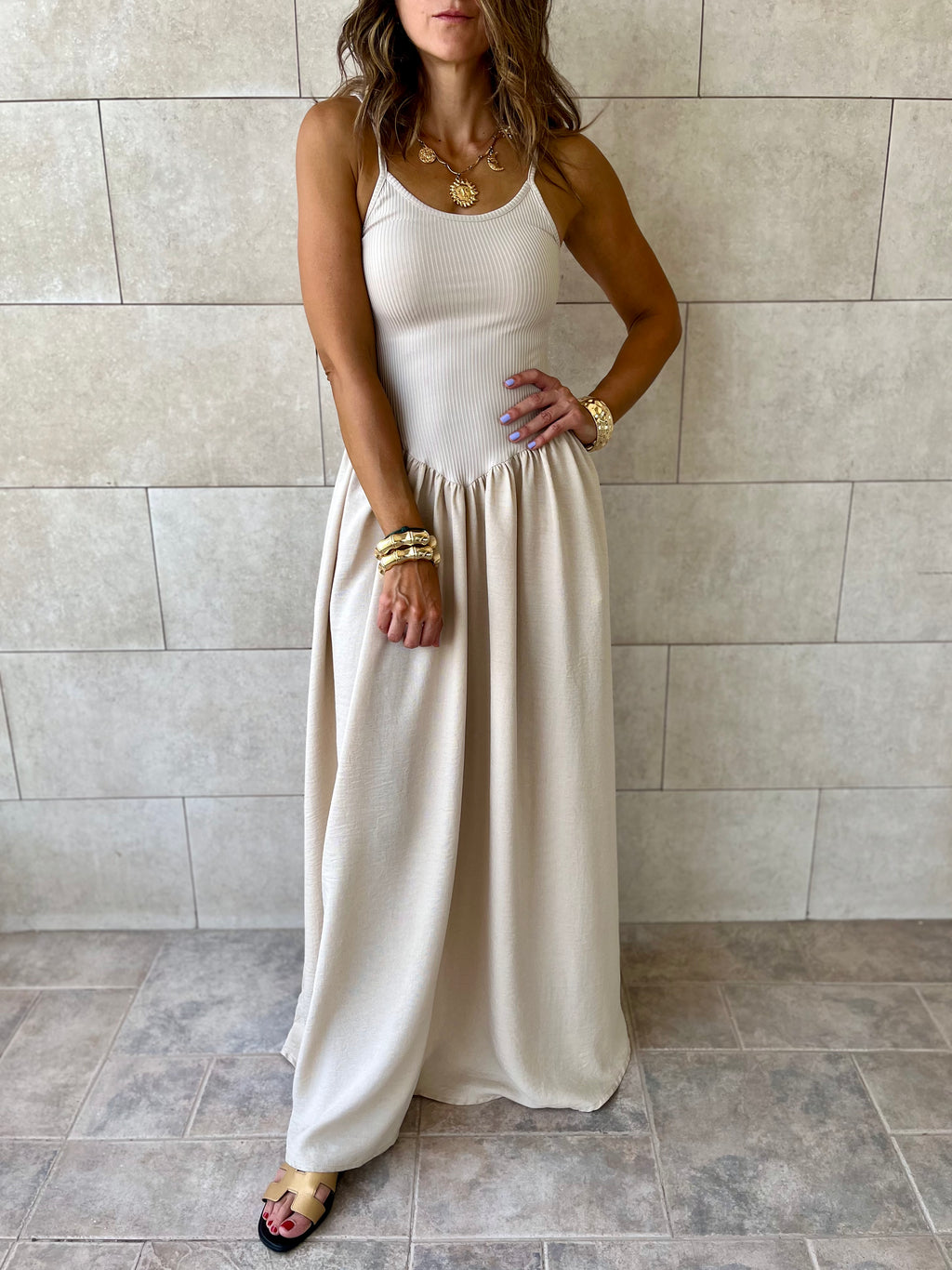 Beige Serene Grace Dress