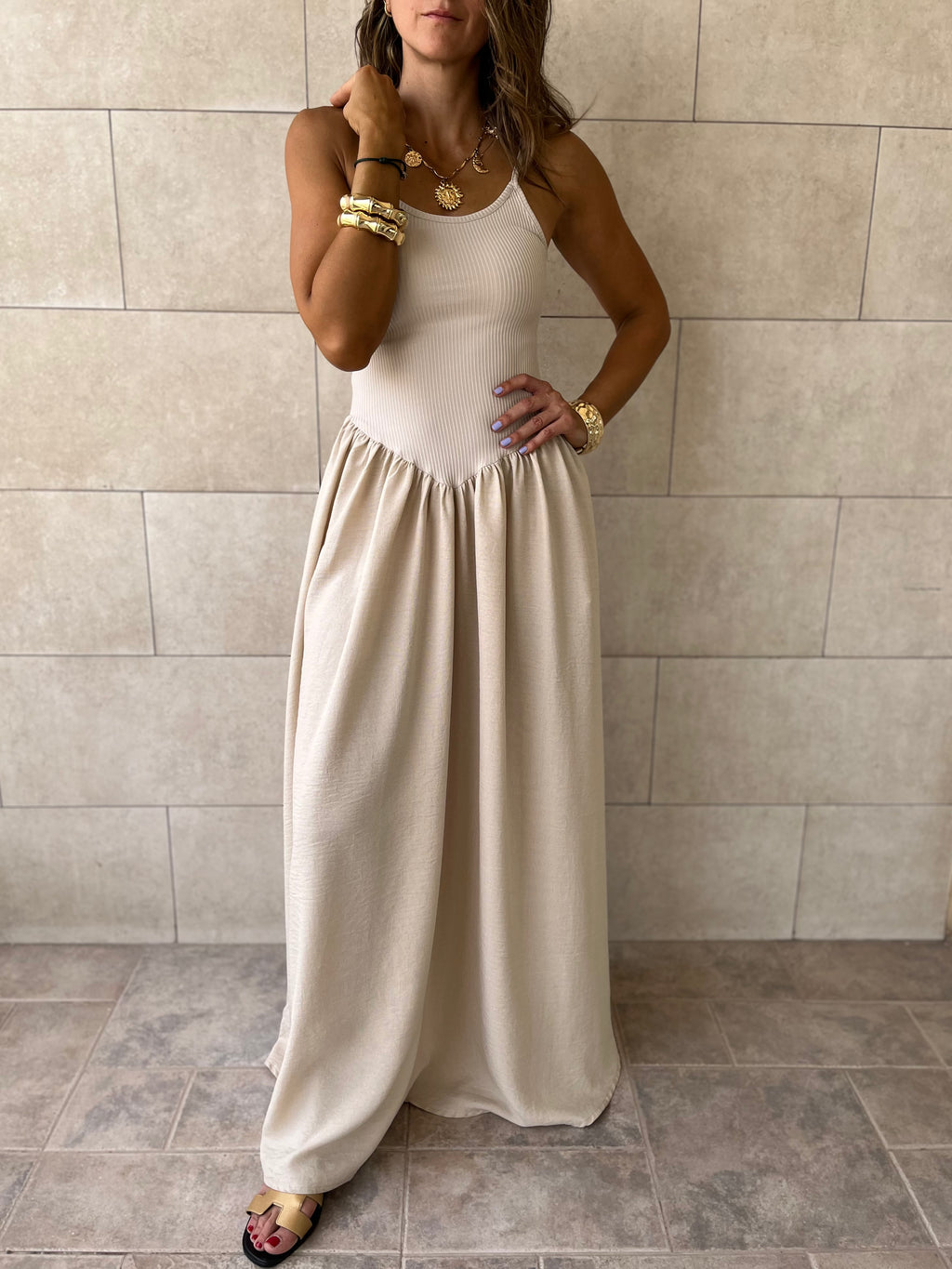 Beige Serene Grace Dress