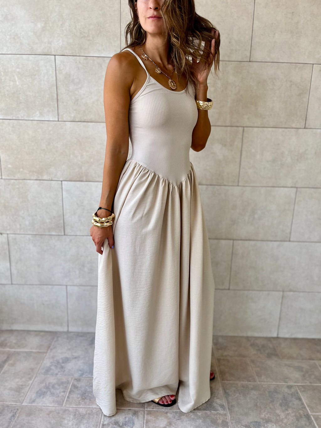 Beige Serene Grace Dress