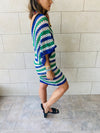 Blue Crochet Striped Coverup