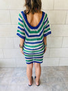 Blue Crochet Striped Coverup