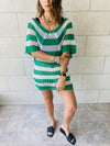 Green Crochet Striped Coverup