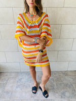 Yellow Crochet Striped Coverup