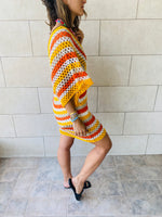 Yellow Crochet Striped Coverup