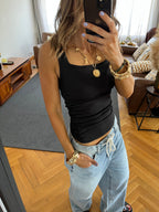 Black 130 Ruched Sleeveless Top