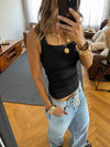 Black 130 Ruched Sleeveless Top