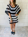 Black Crochet Striped Coverup