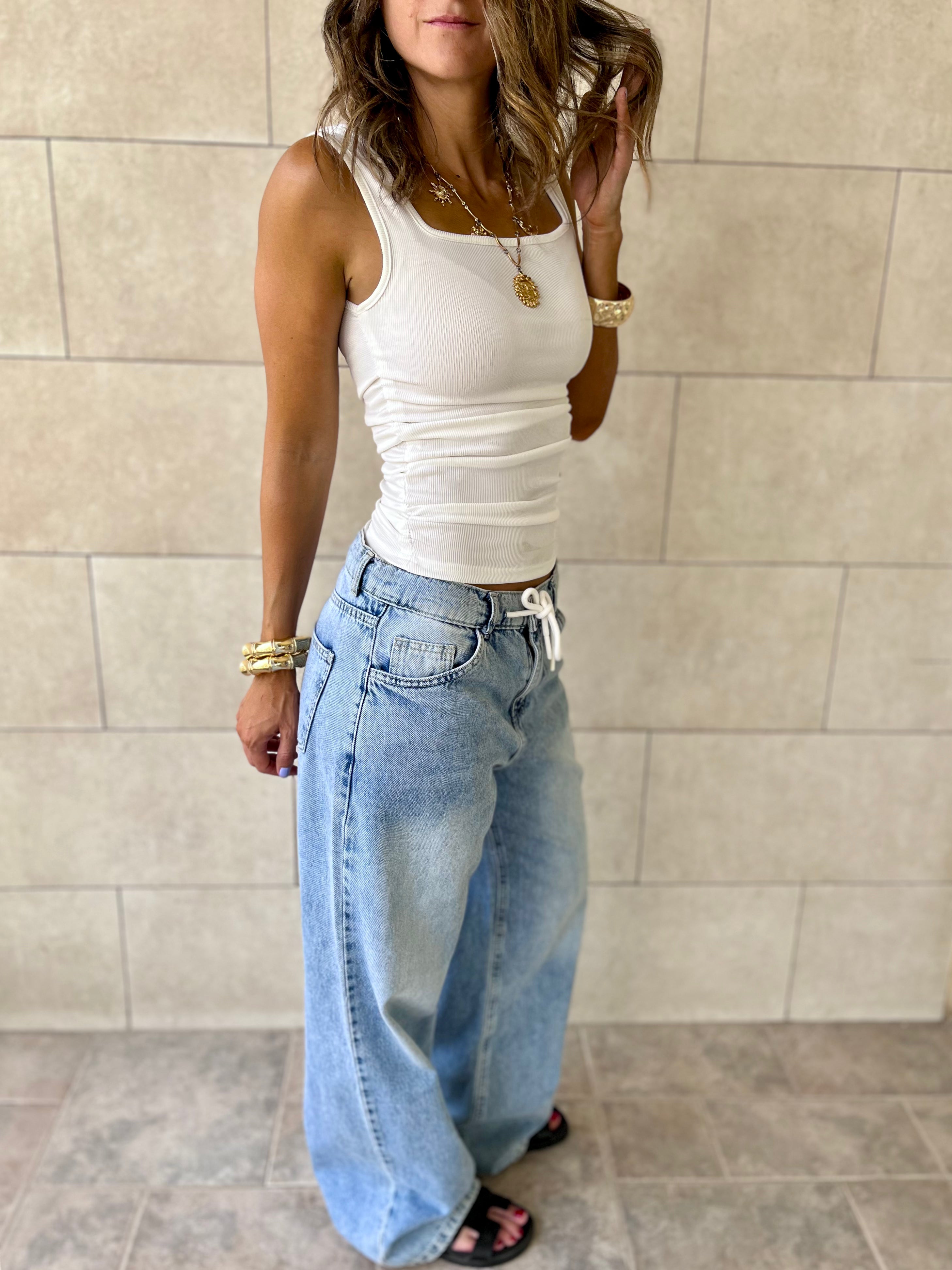 White 130 Ruched Sleeveless Top