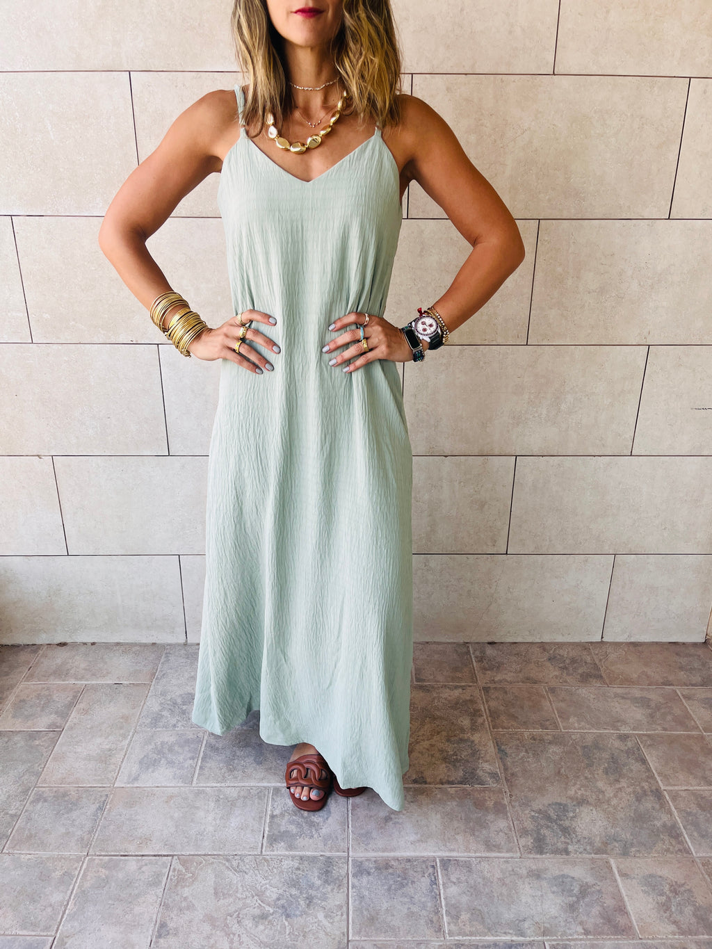 Mint Keep It Simple Side Slit Dress