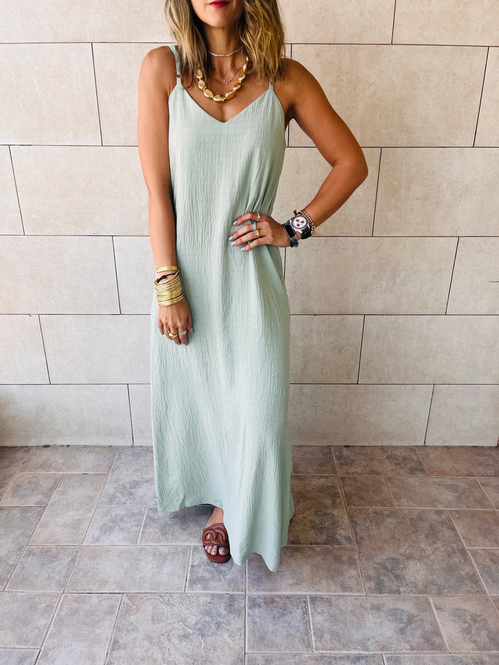 Mint Keep It Simple Side Slit Dress