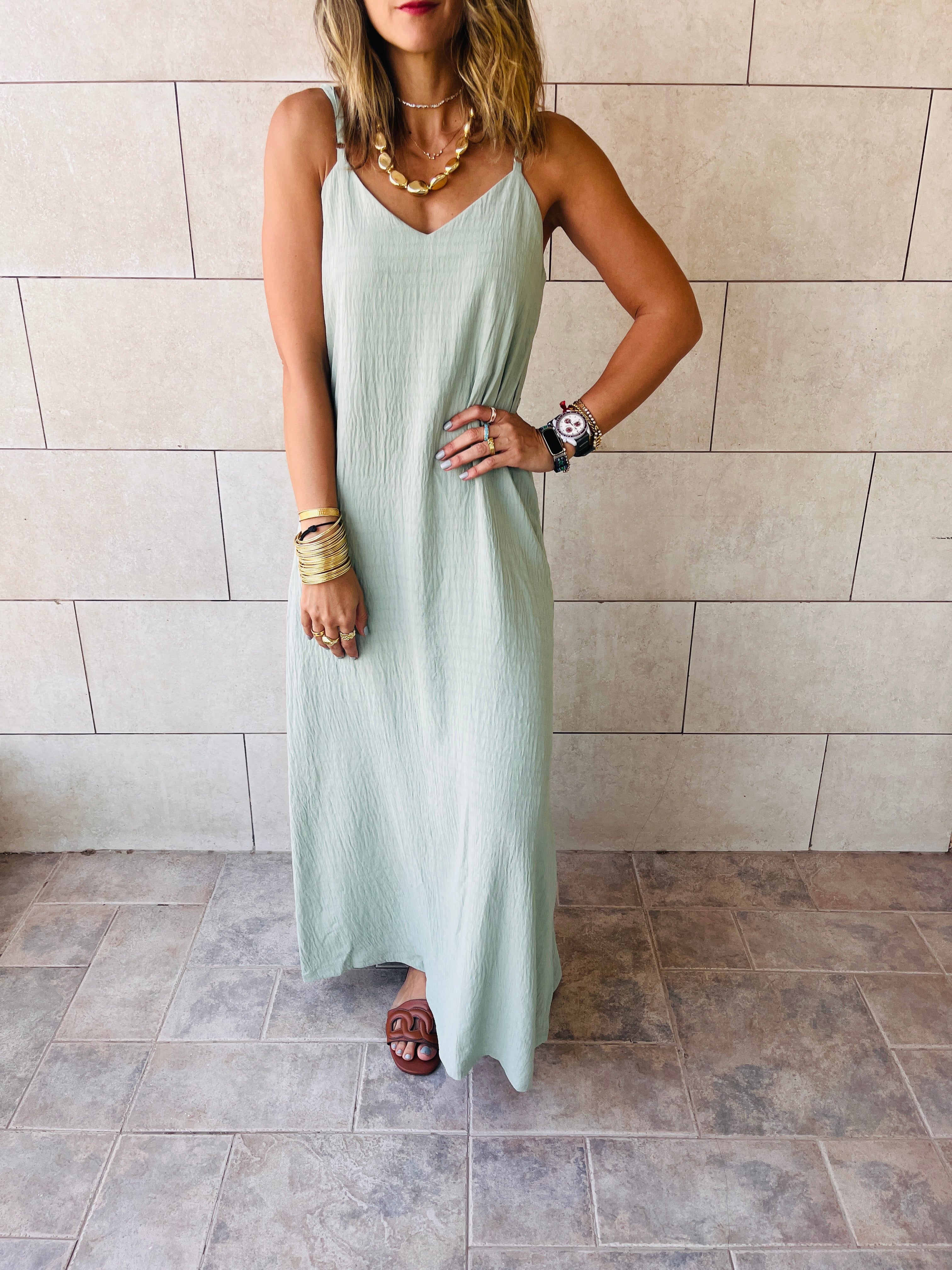 Mint Keep It Simple Side Slit Dress