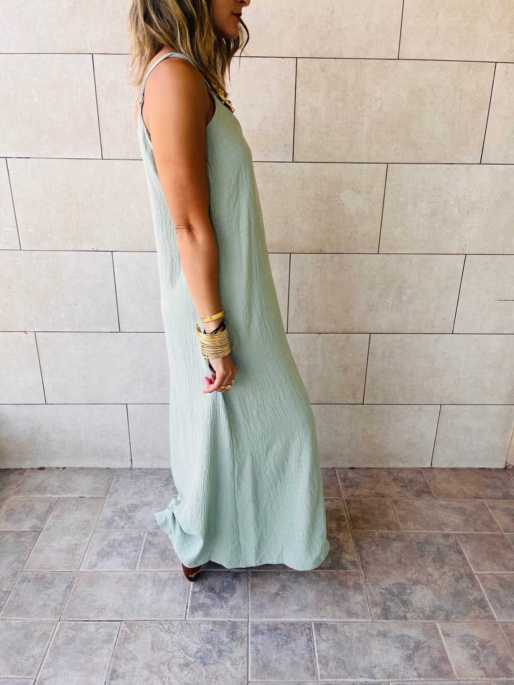 Mint Keep It Simple Side Slit Dress