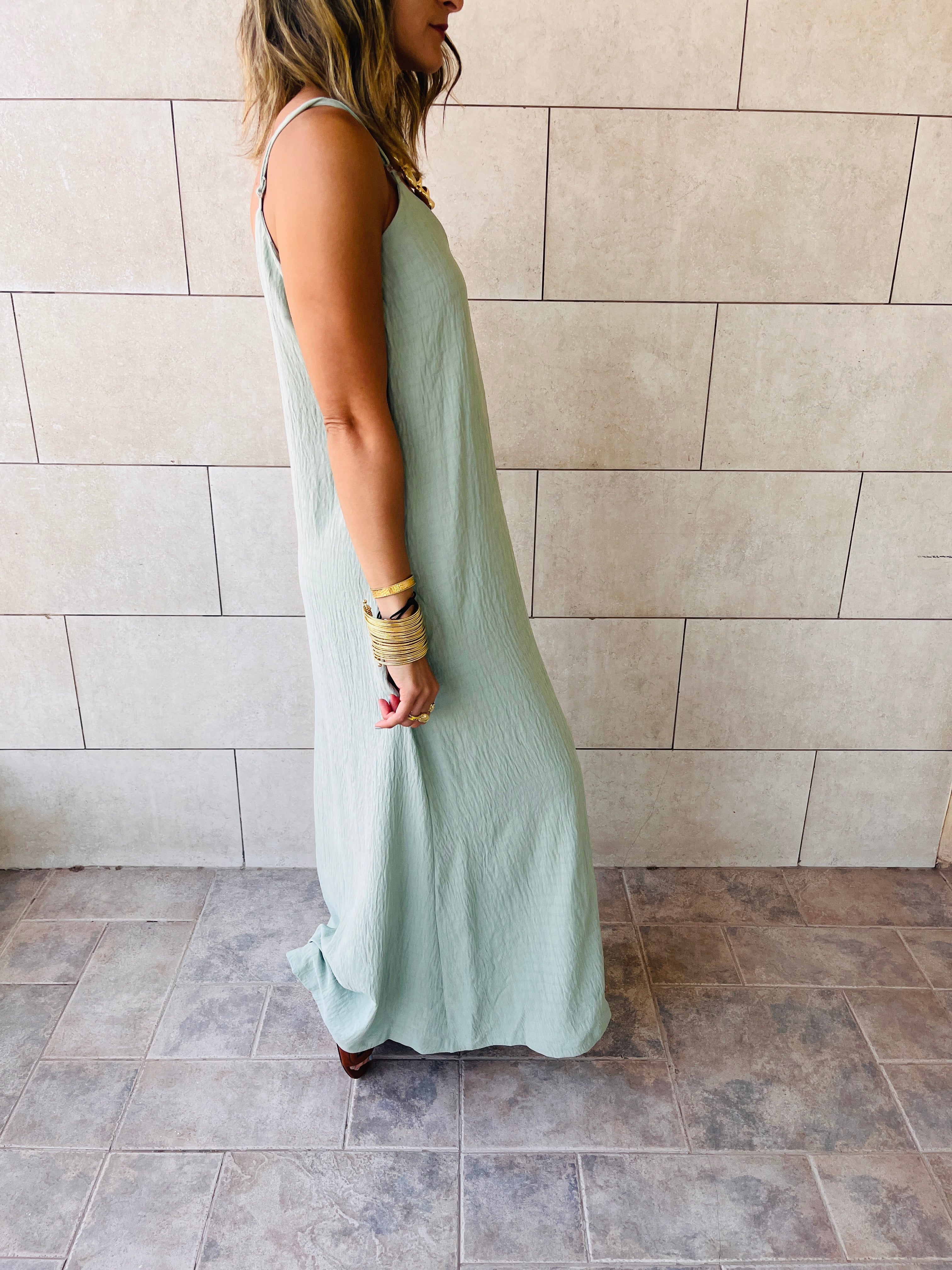 Mint Keep It Simple Side Slit Dress