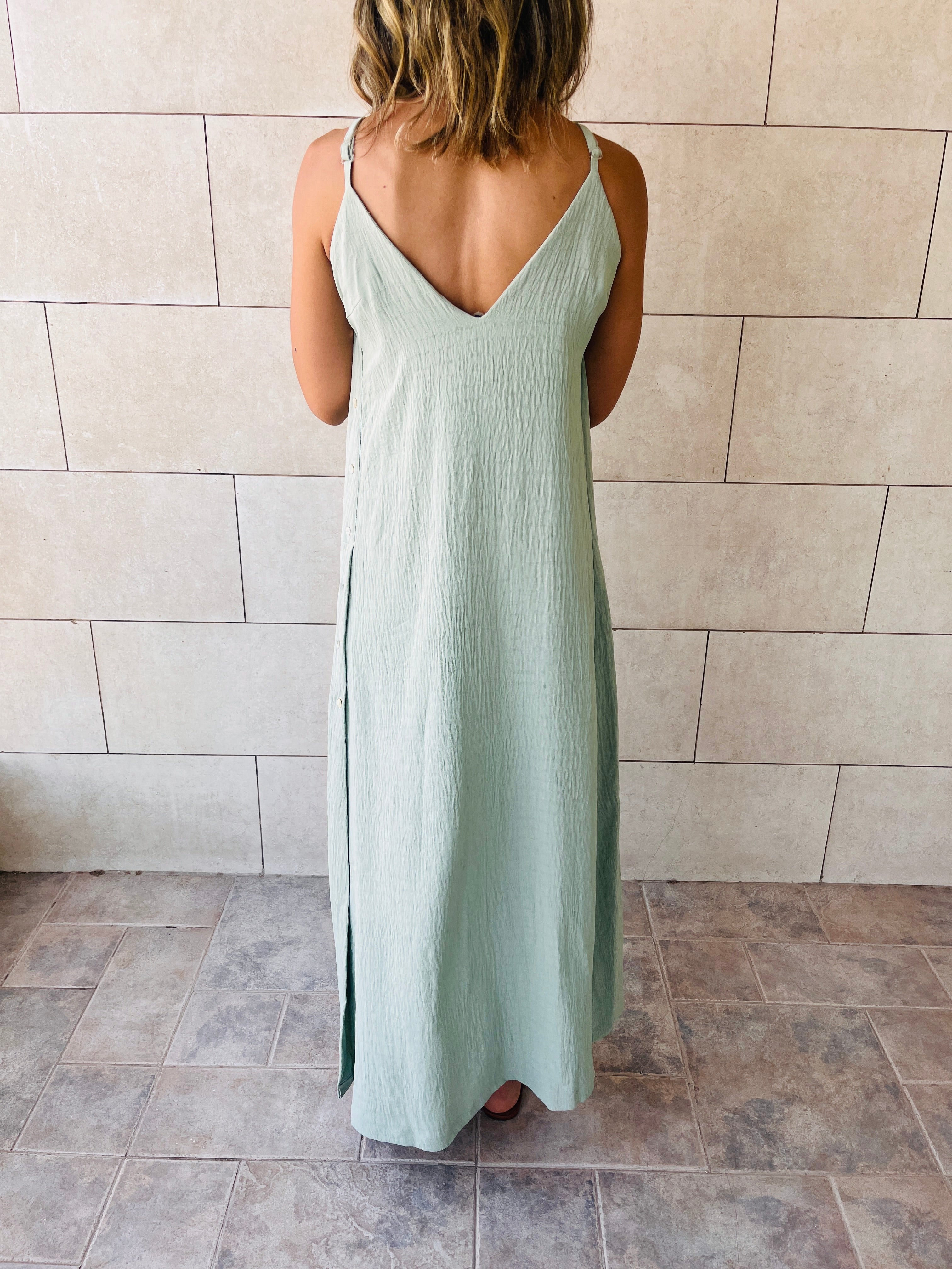 Mint Keep It Simple Side Slit Dress