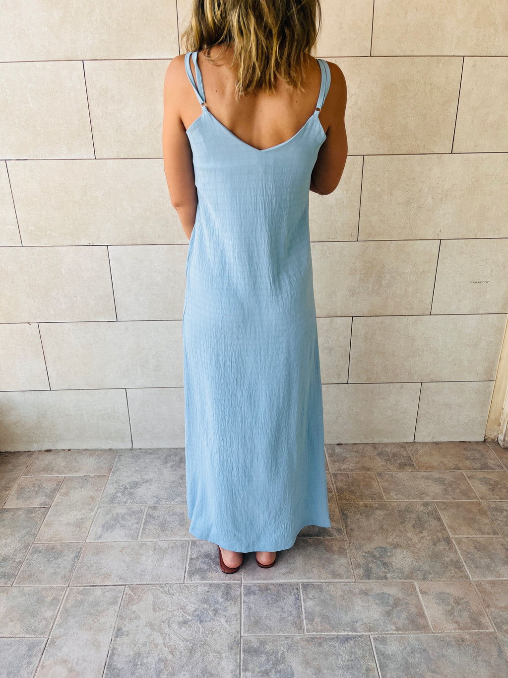 Baby Blue Keep It Simple Side Slit Dress