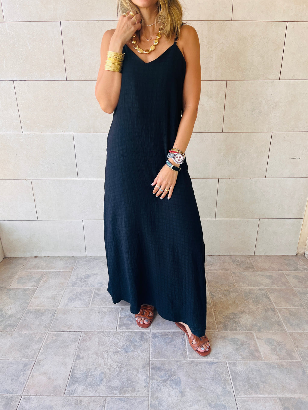 Black Keep It Simple Side Slit Dress