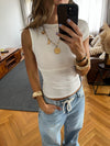 White 130 One Shoulder Sleeveless Top