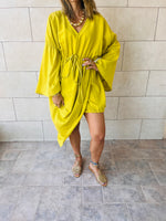 Mustard Waist Snatch Mini Dress