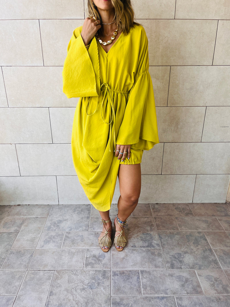 Mustard Waist Snatch Mini Dress