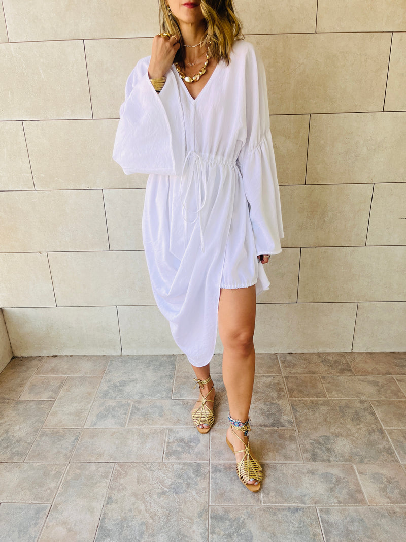 White Waist Snatch Mini Dress