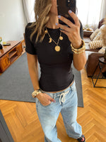 Black 130 Ribbed Basic Tee