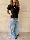 Black 130 Ribbed Basic Tee