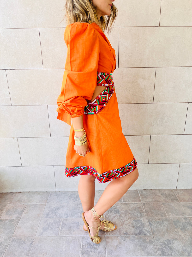 Orange Gum Drop Cut Out Mini Dress