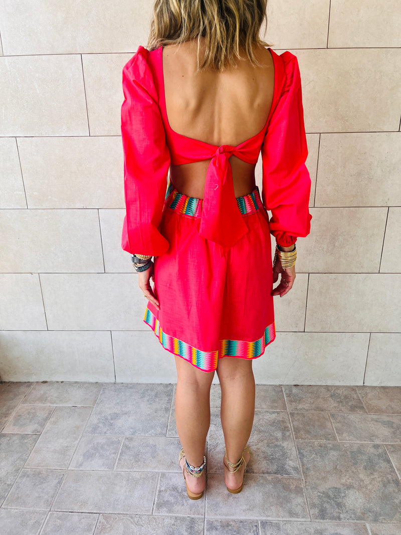 Watermelon Gum Drop Cut Out Mini Dress