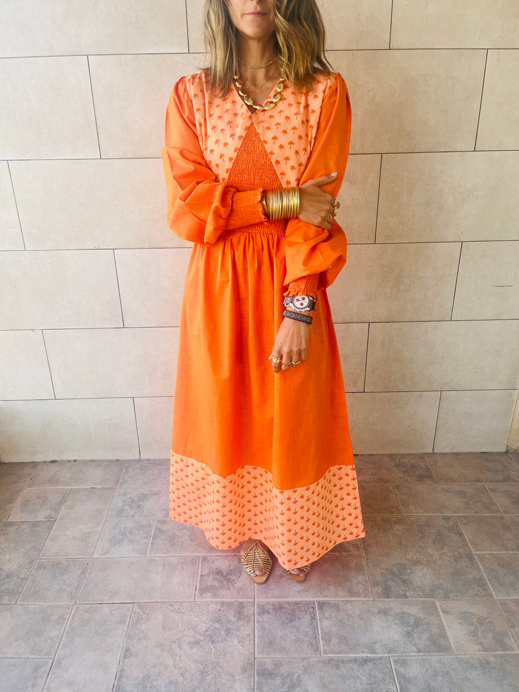 Palm Tree Shade Linen Dress