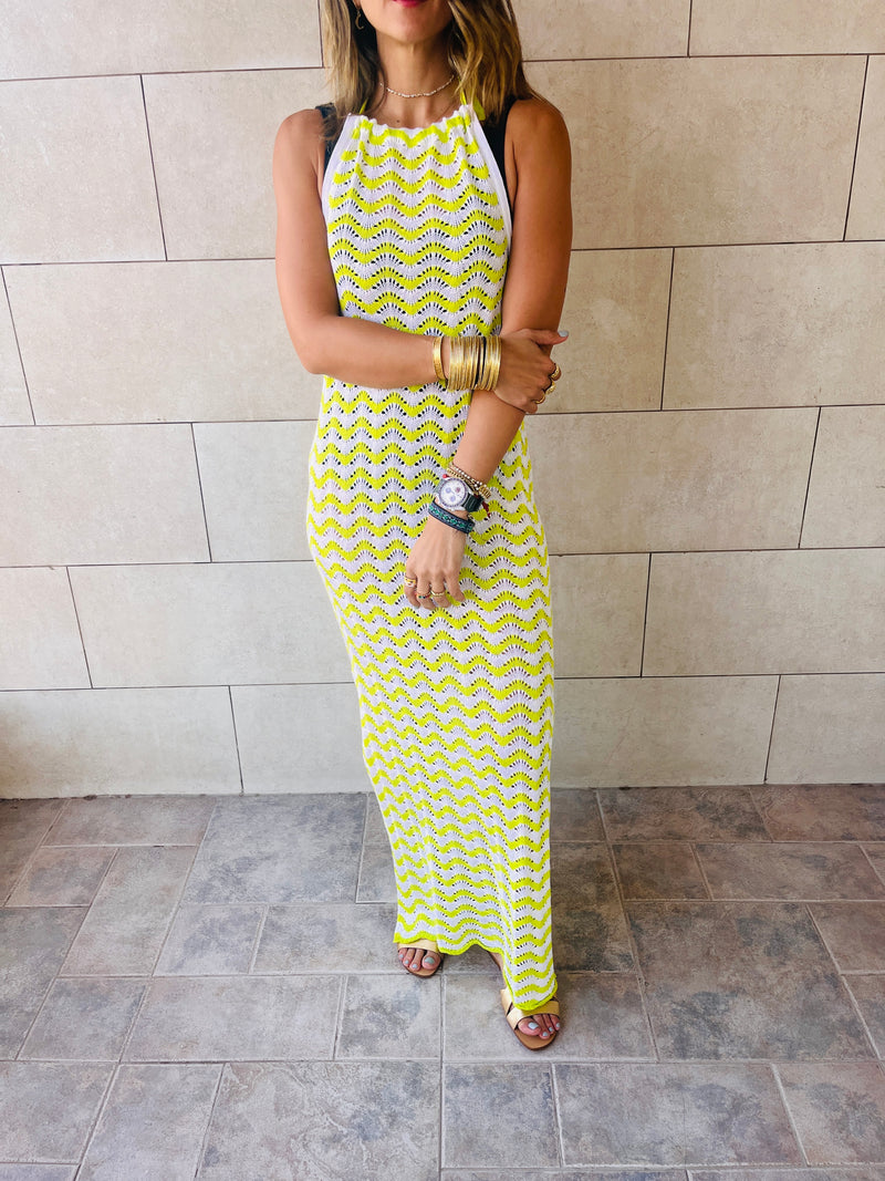 Lime Lollipop Waves Crochet Dress