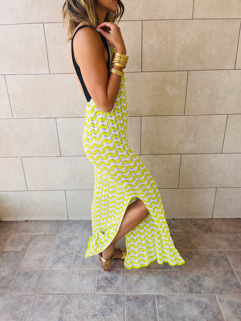 Lime Lollipop Waves Crochet Dress