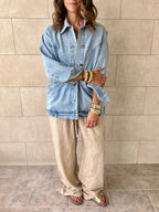 Light Exaggerated Double Pocket Denim Jacket