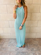 Aqua Lollipop Waves Crochet Dress