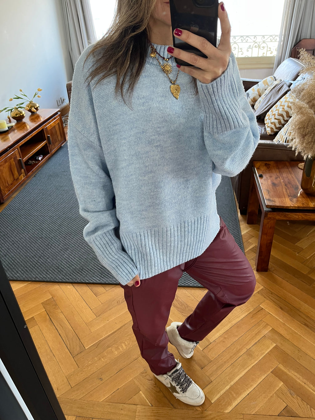 Plum Walk-Away Leather Pants