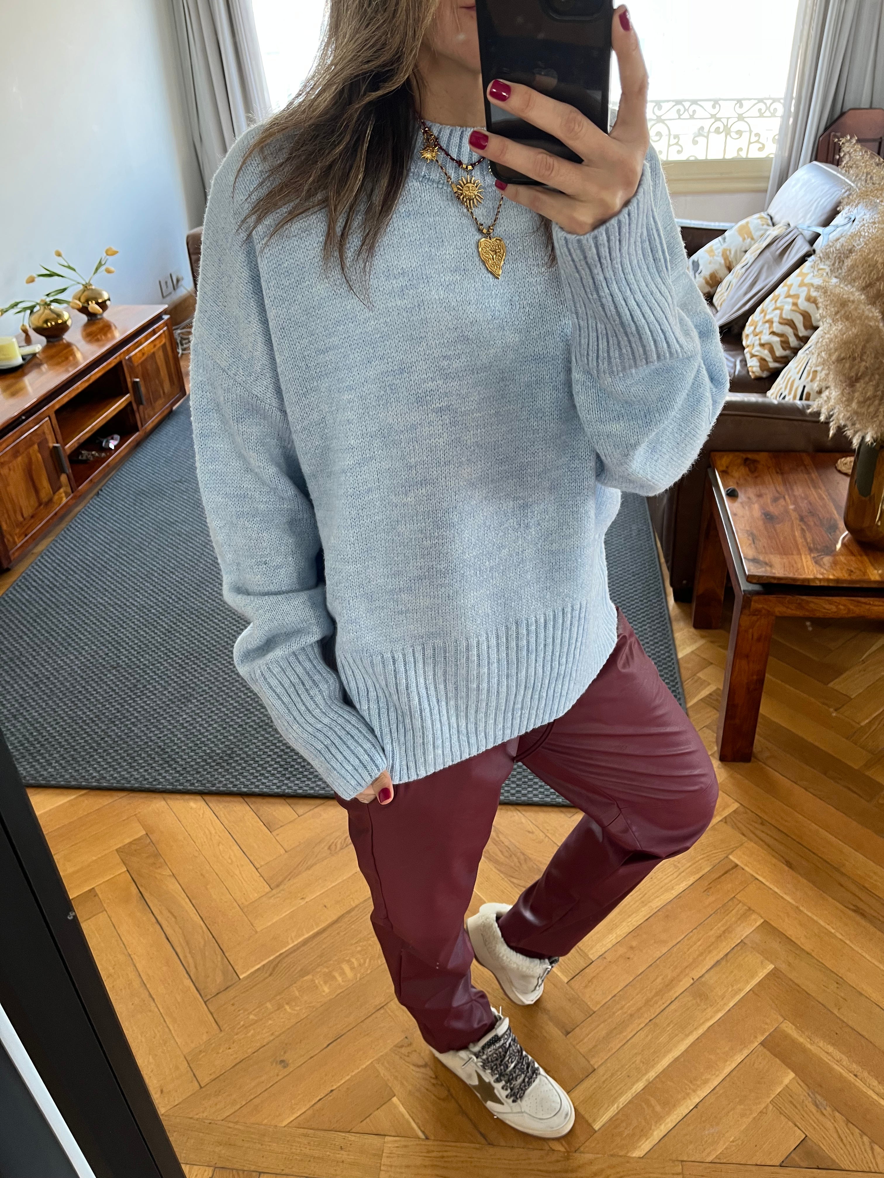 Plum Walk-Away Leather Pants