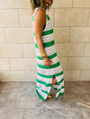 Green Crochet Stripes Longline Cover Up