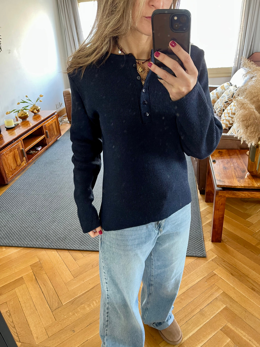 Navy Henley Pullover