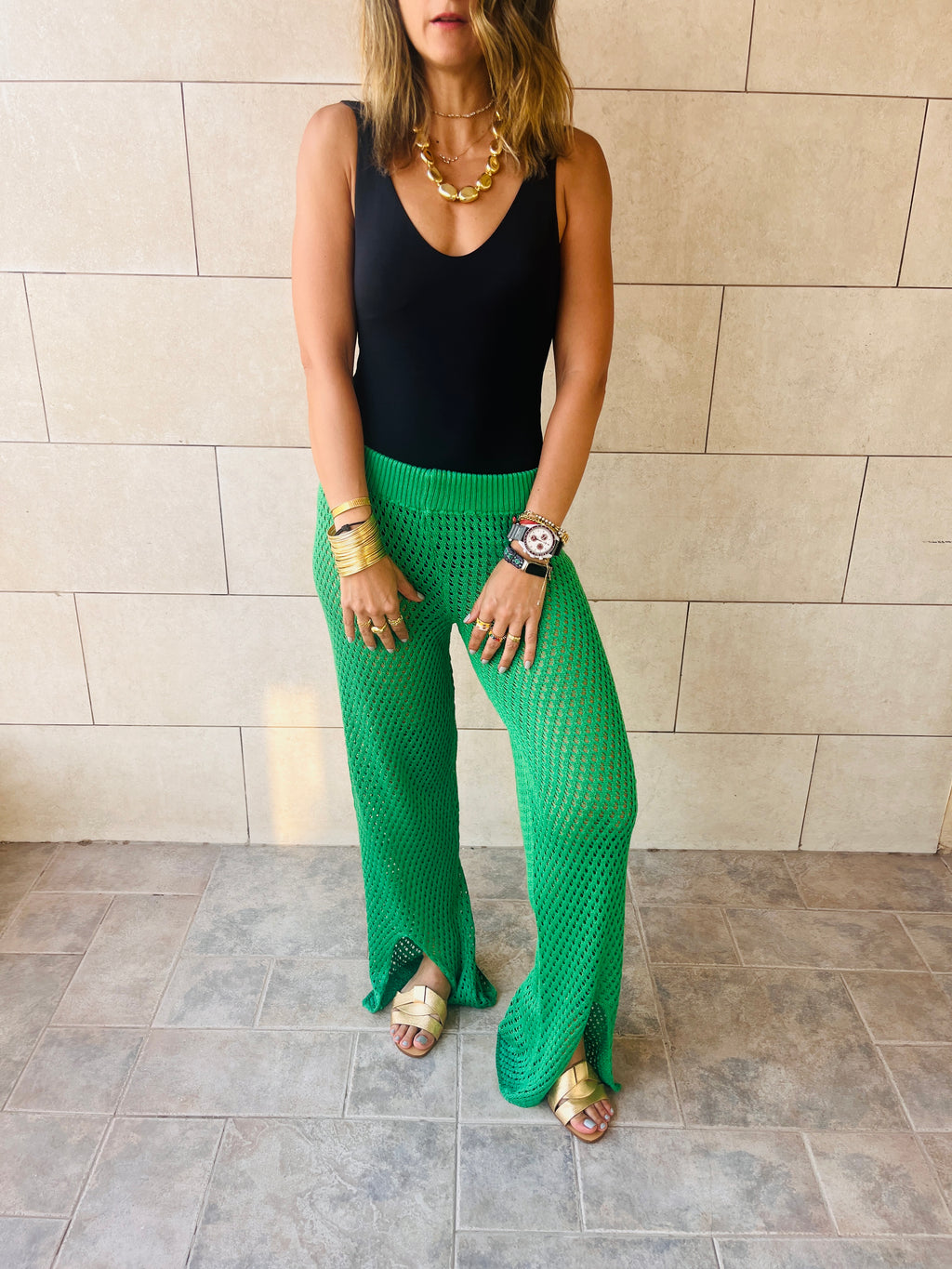 Green Crochet Loving Beach Pants