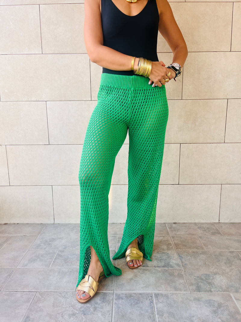 Green Crochet Loving Beach Pants