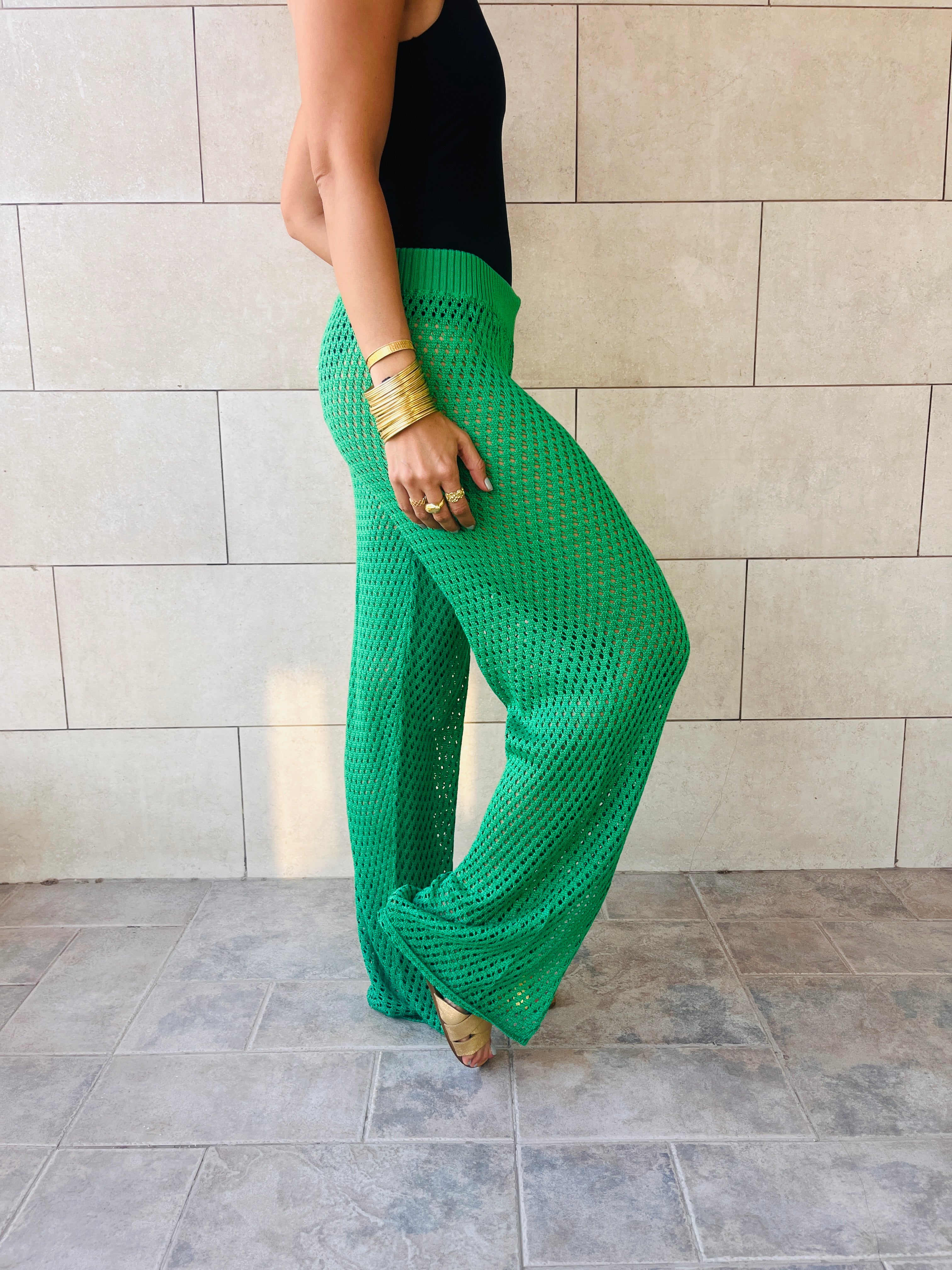 Green Crochet Loving Beach Pants