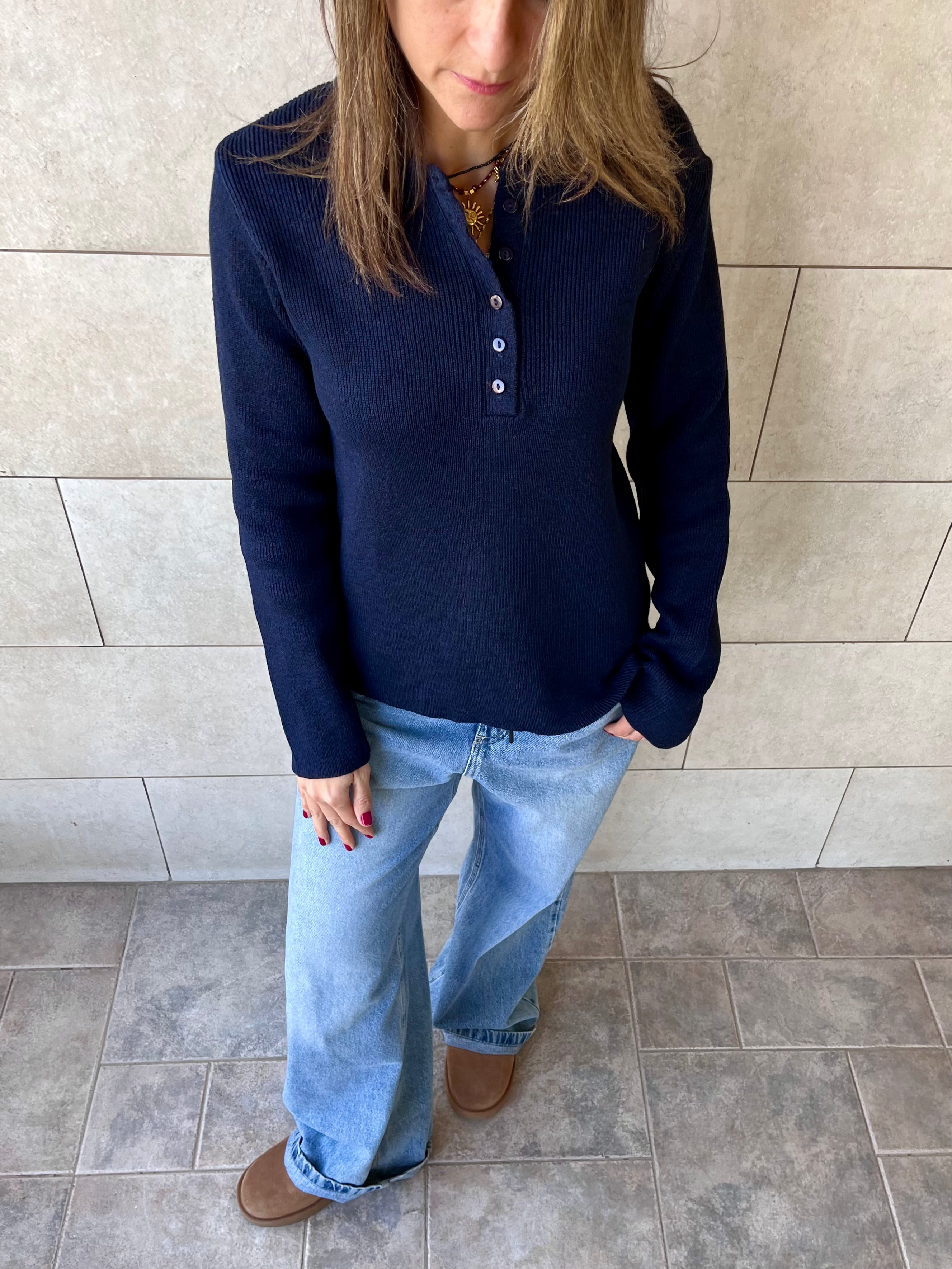 Navy Henley Pullover