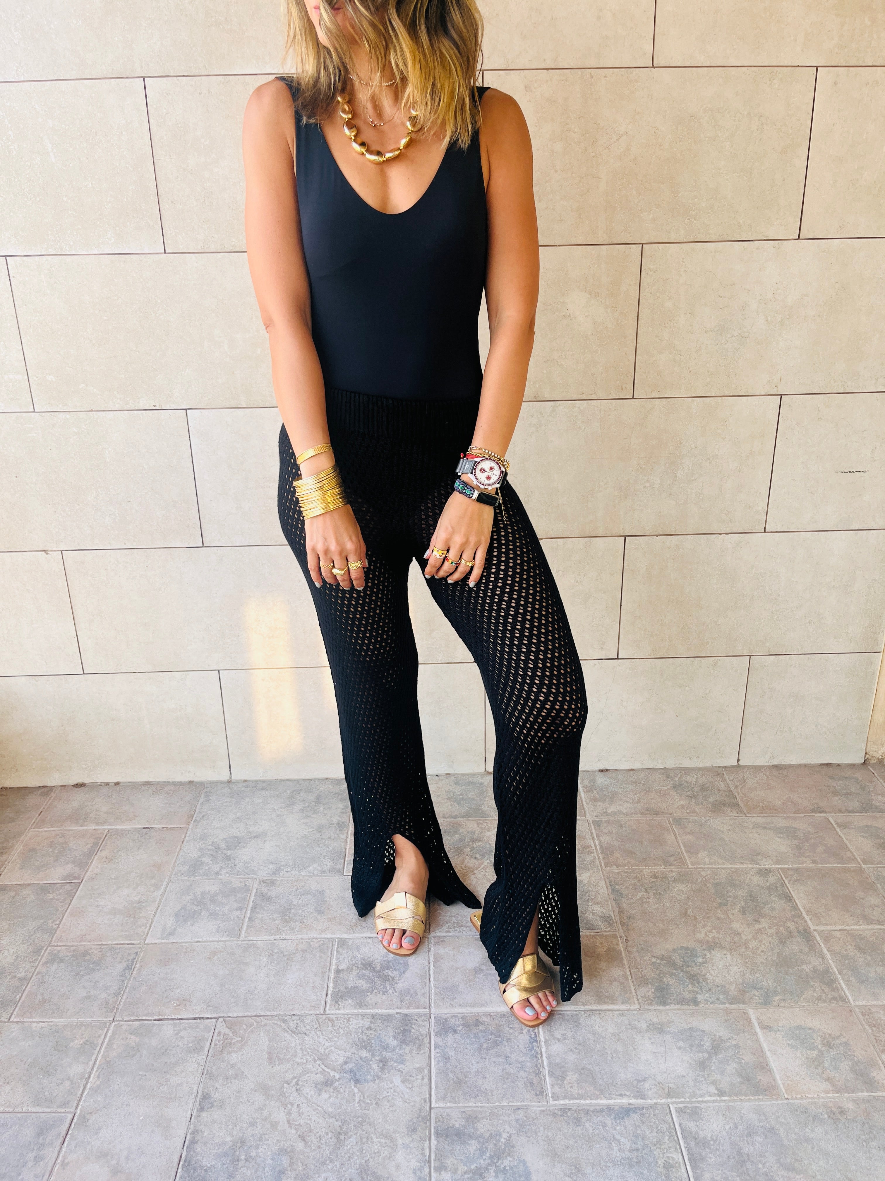 Black Crochet Loving Beach Pants