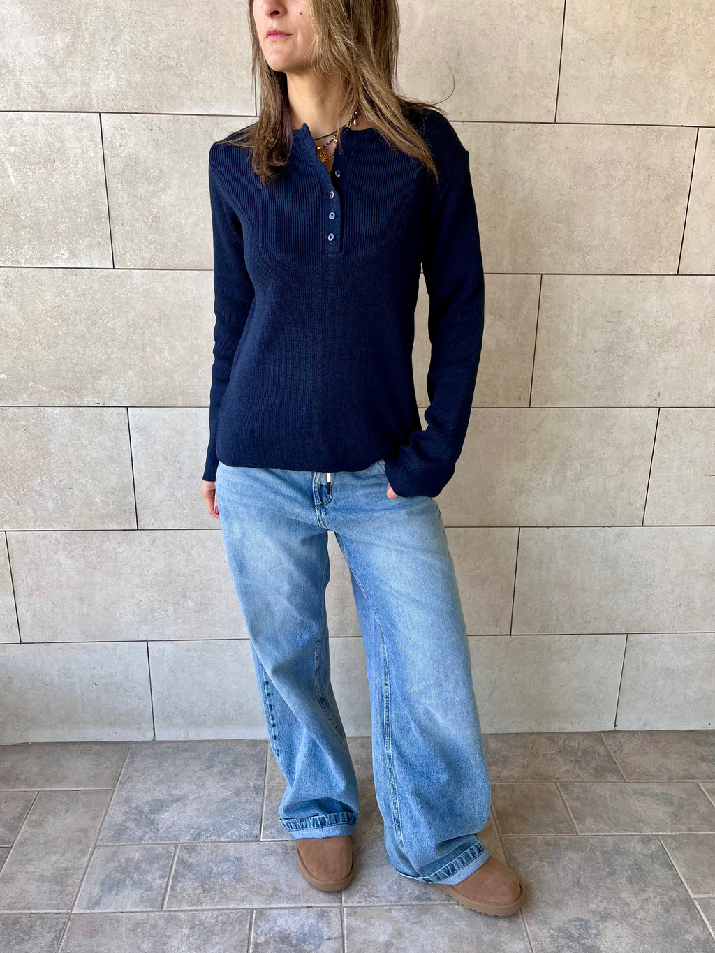 Navy Henley Pullover