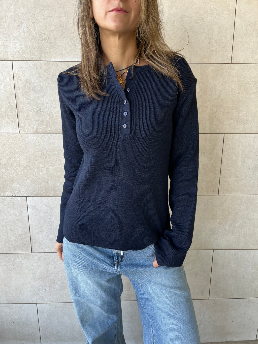 Navy Henley Pullover