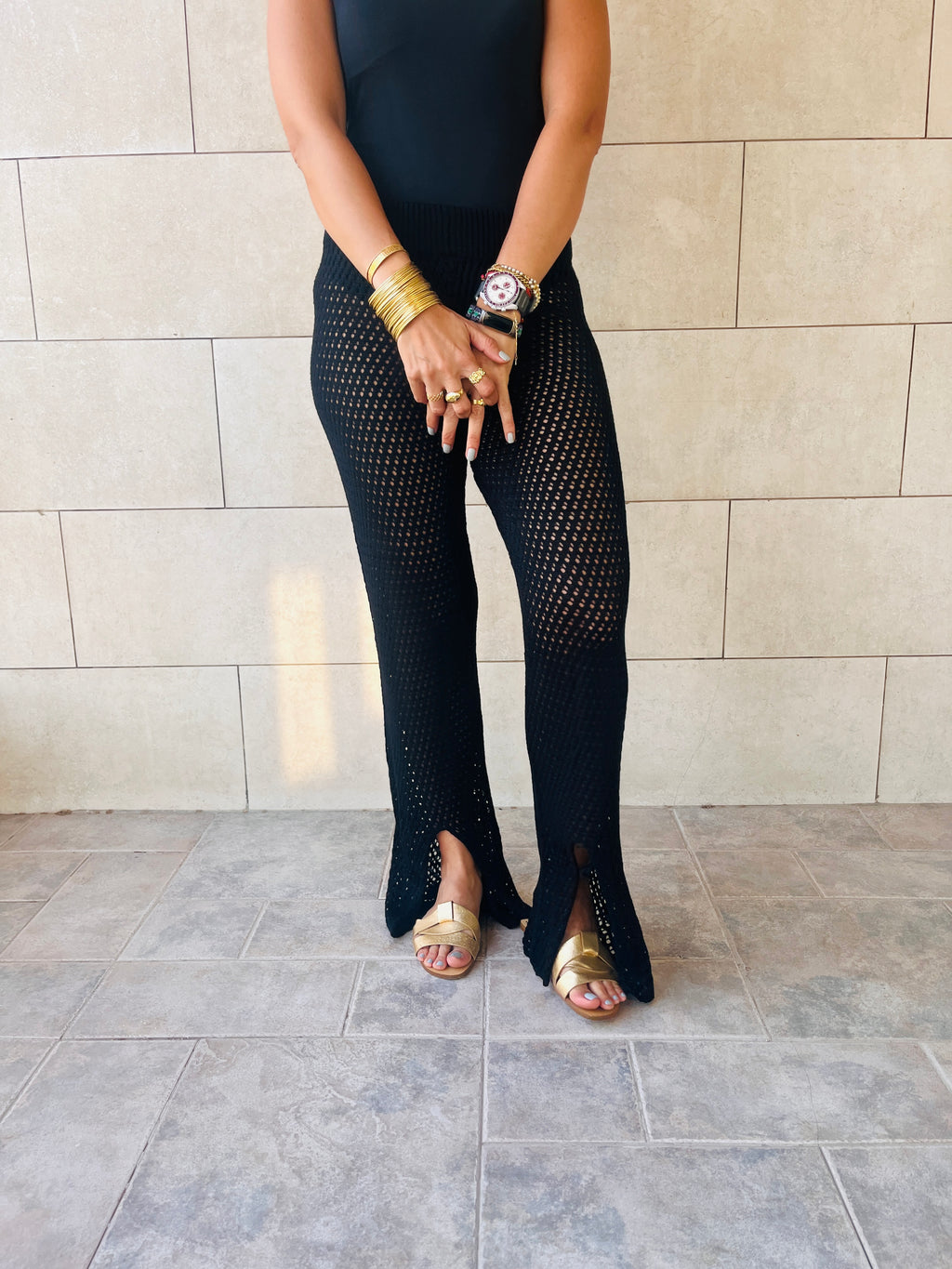 Black Crochet Loving Beach Pants