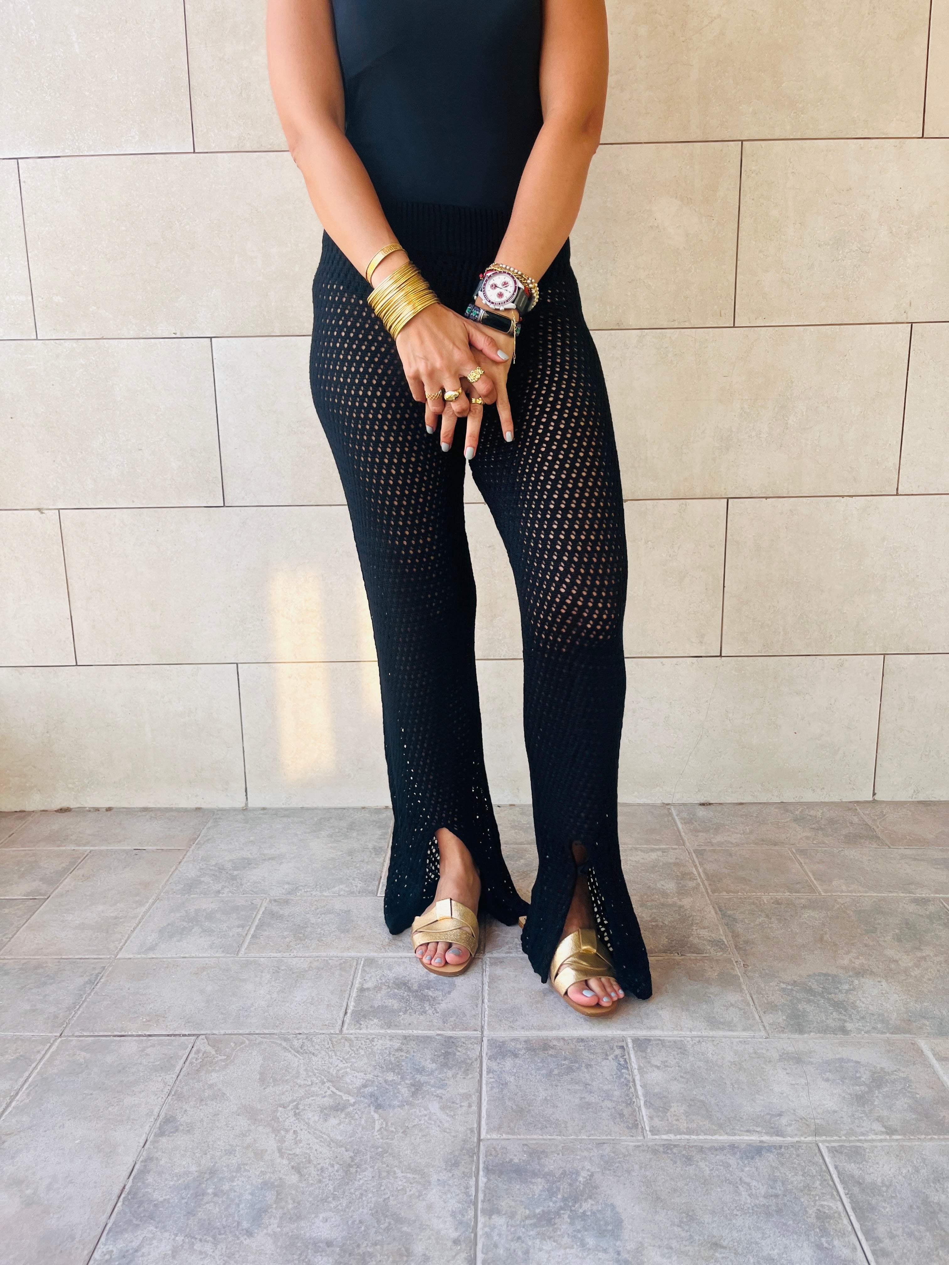 Black Crochet Loving Beach Pants