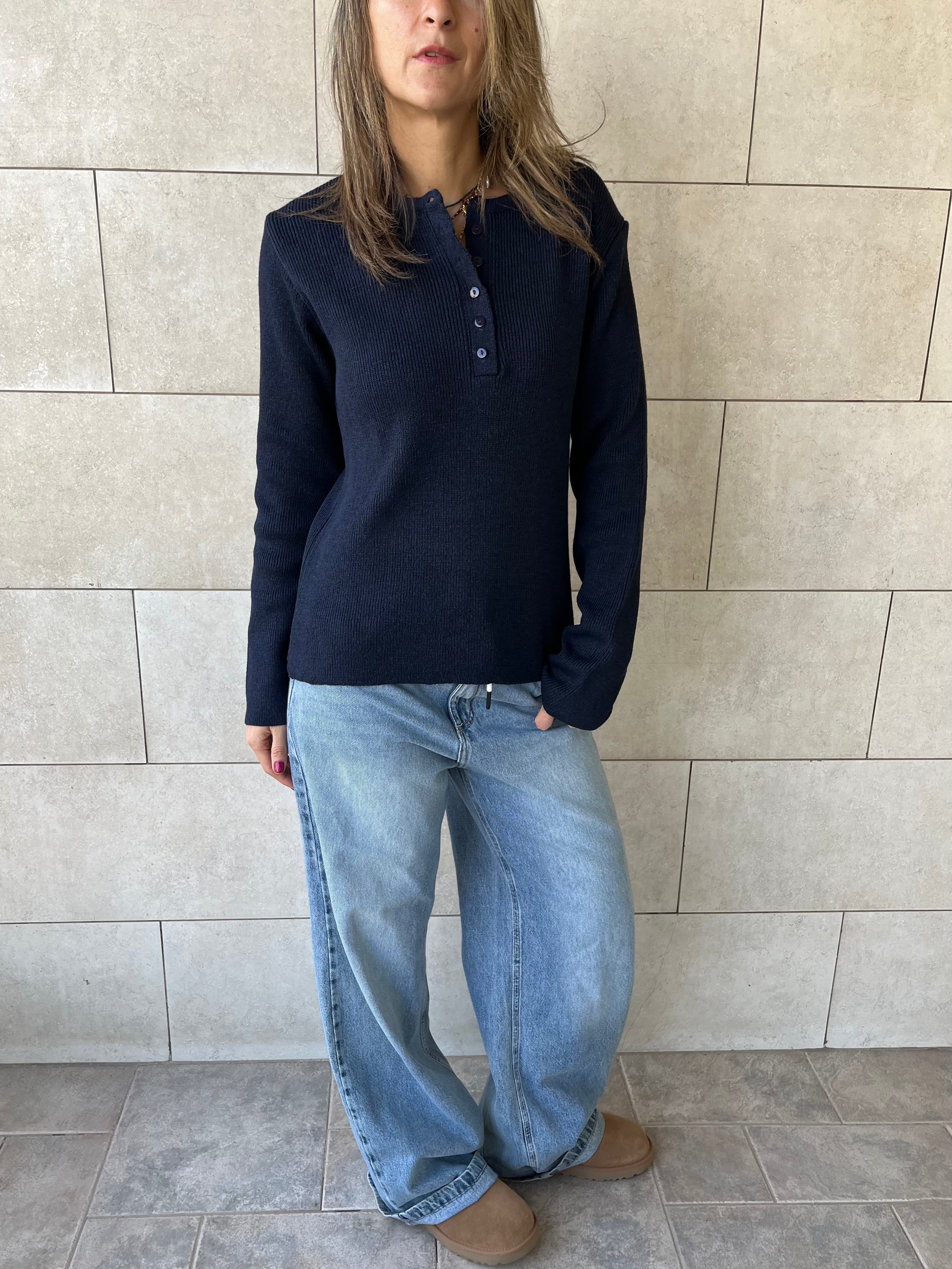 Navy Henley Pullover